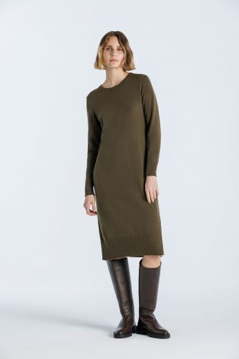 Mélange cashmere and wool-blend dress