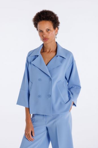 Double-breasted stretch double crepe jacket