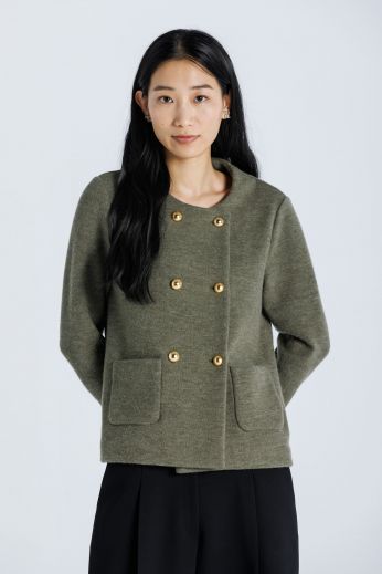 100% virgin boiled wool-knit jacket