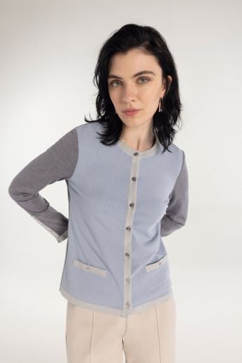 Three-tone knitted cardigan