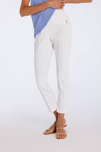 Slim-leg stretch cotton-blend pants