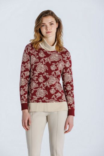 Suéter de punto jacquard con motivo floral