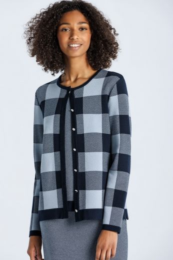 Checked jacquard-knit twinset