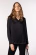 Satin Blouse with Ribbed V-Neck