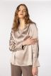 Satin Blouse with Ribbed V-Neck