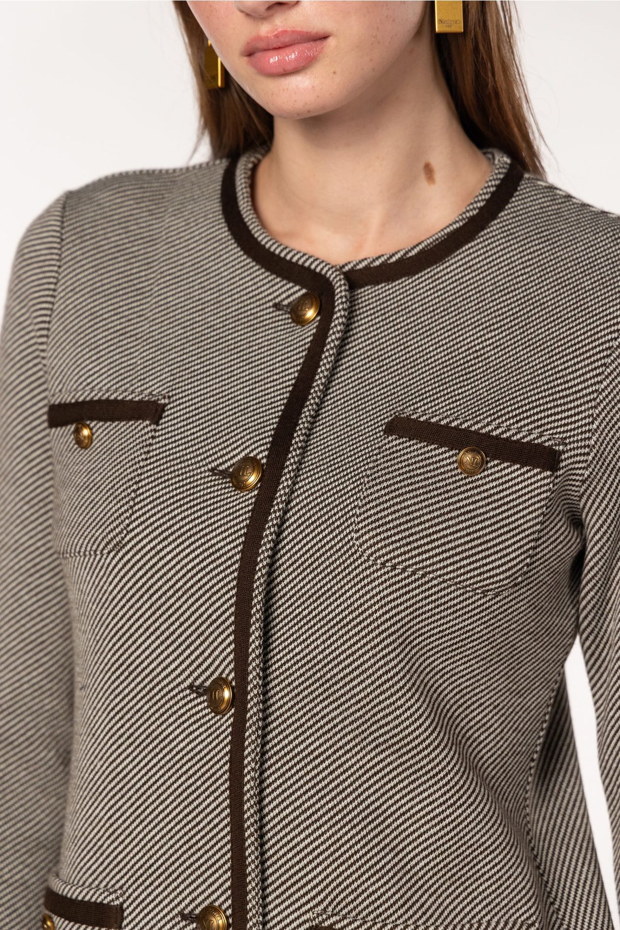 Herringbone Jacquard Knit Jacket java | Naulover