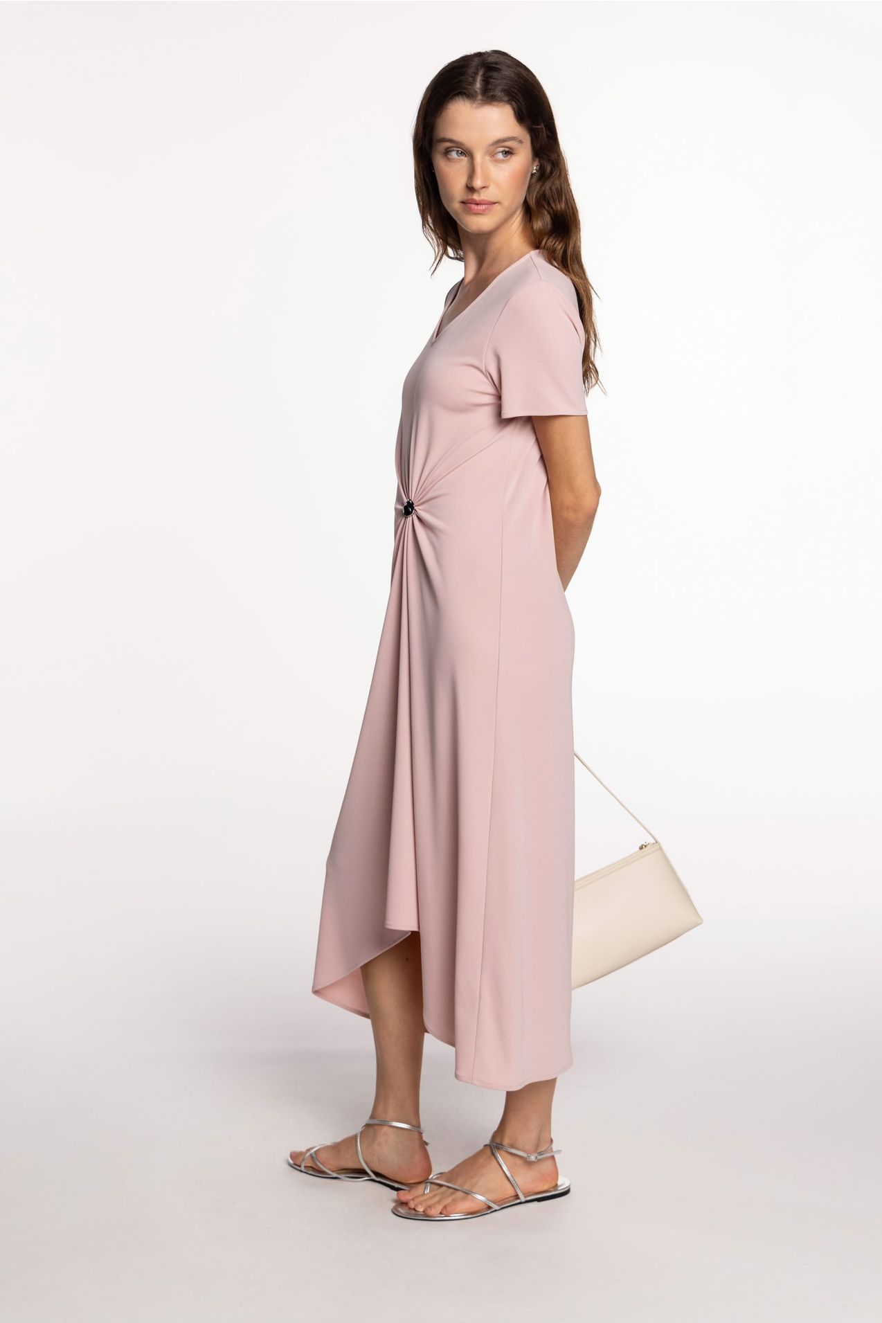 gathered jersey dress rosa D885BLFNTR