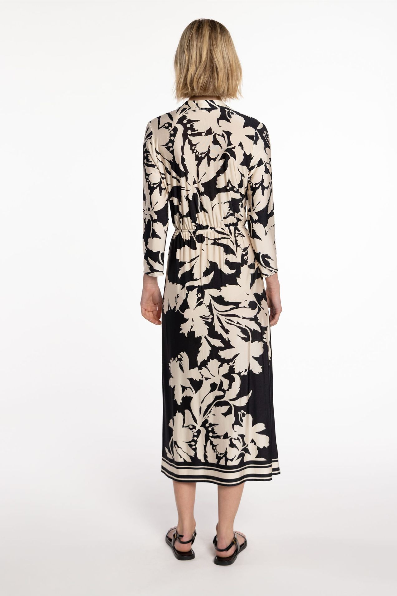 black floral jersey dress Printed negro racer